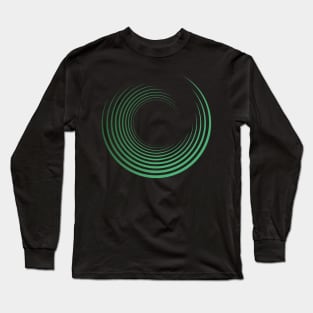 Green Curved Wave Long Sleeve T-Shirt